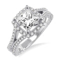 1 1/6 Ctw Diamond Engagement Ring with 3/4 Ct Princess Cut Center Stone in 14K White Gold
