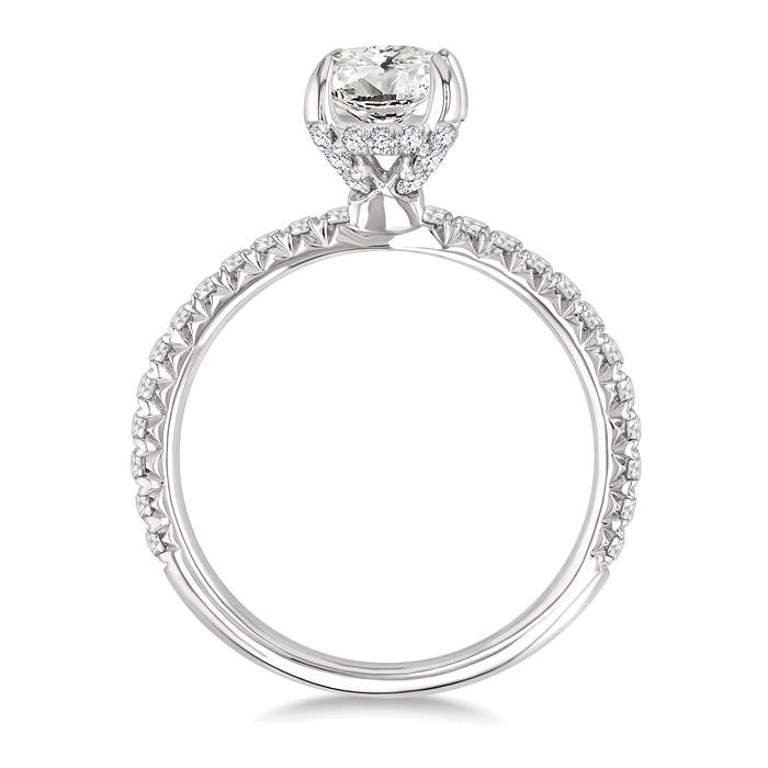 1/2 Ctw Oval Shape Semi-Mount Diamond Engagement Ring in 14K White Gold