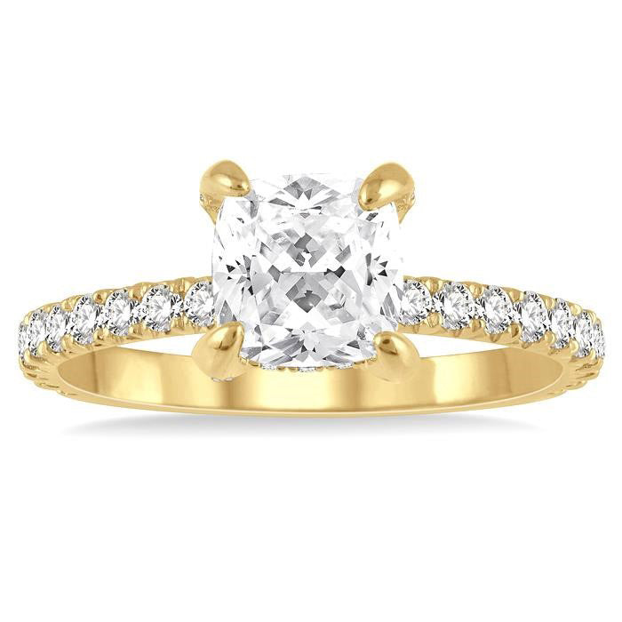 Cushion Shape Semi-Mount Diamond Engagement Ring