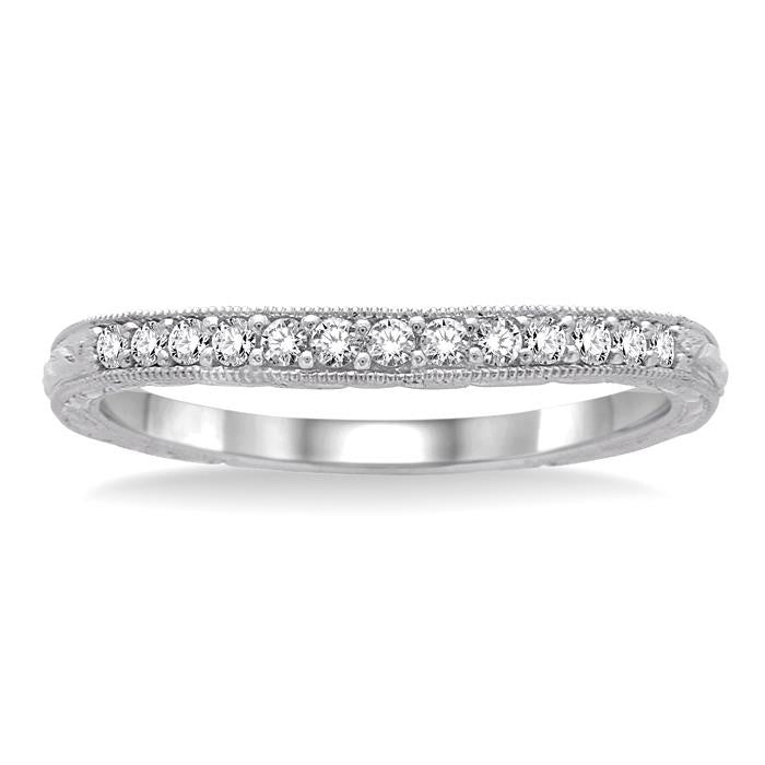 1/6 Ctw Round Cut Diamond Wedding Band in 14K White Gold