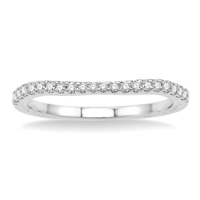 1/5 Ctw Round Cut Diamond Wedding Band in 14K White Gold