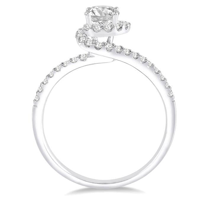 Round Shape Semi-Mount Halo Diamond Engagement Ring
