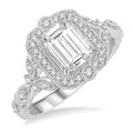 1/4 Ctw Lattice Semi-Mount Round Cut Diamond Engagement Ring in 14K White Gold