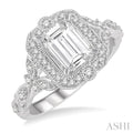 1/4 Ctw Lattice Semi-Mount Round Cut Diamond Engagement Ring in 14K White Gold