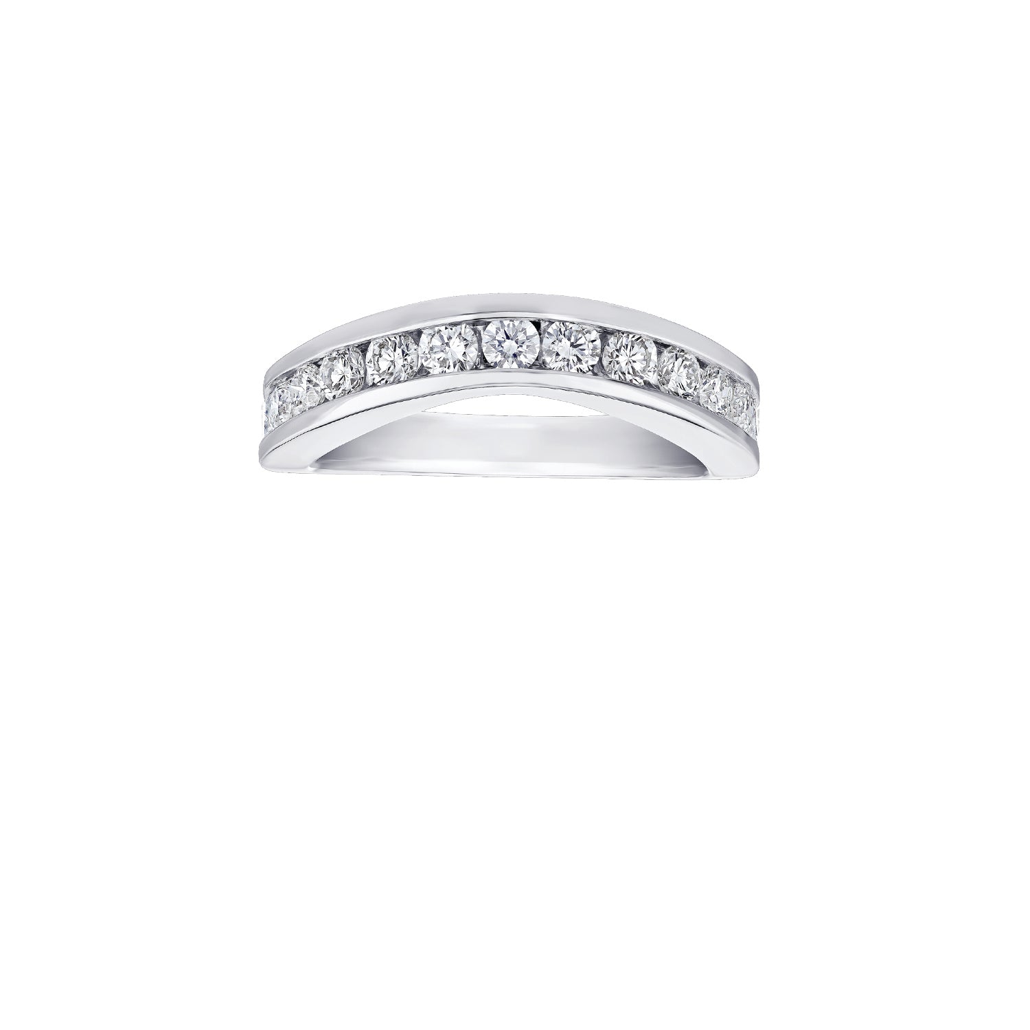 Diamond Fifteen Channel Set Curved Band