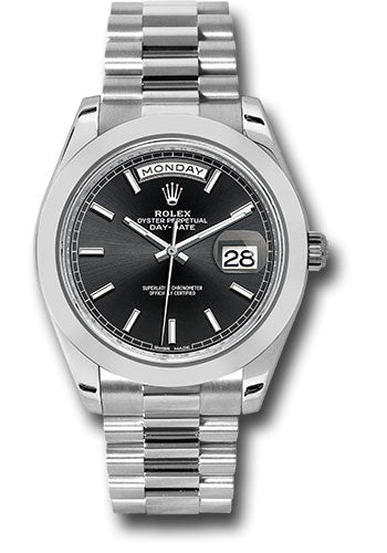 *Pre-Owned* Rolex 950 Platinum Day-Date 40 Watch - Smooth Bezel - Black Index Dial - President Bracelet