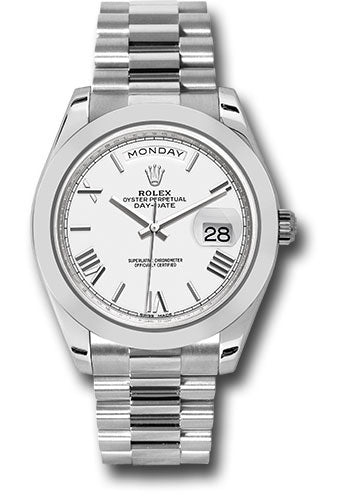 *Pre-Owned* Rolex 950 Platinum Day-Date 40 Watch - Smooth Bezel - White Bevelled Roman Dial - President Bracelet