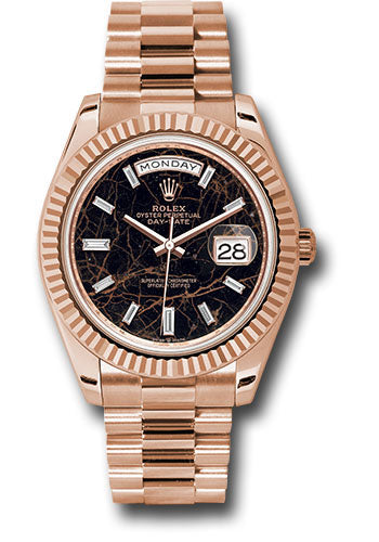 *Pre-Owned* Rolex Everose Gold Day-Date 40 Watch - Fluted Bezel - Eisenkiesel Diamond Dial - President Bracelet