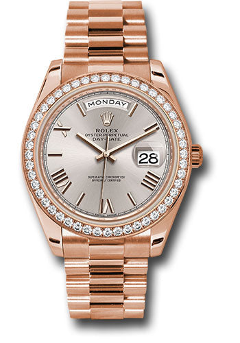 *Pre-Owned* Rolex Everose Gold Day-Date 40 Watch - Everose Gold Bezel - Sundust Bevelled Roman Dial - President Bracelet