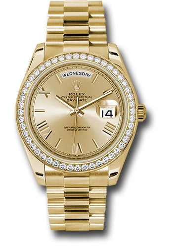 *Pre-Owned* Rolex Yellow Gold Day-Date 40 Watch - Bezel - Champagne Bevelled Roman Dial - President Bracelet