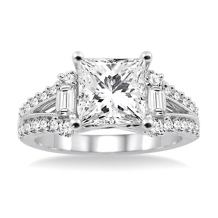 3/4 Ctw Diamond Semi-Mount Engagement Ring in 14K White Gold