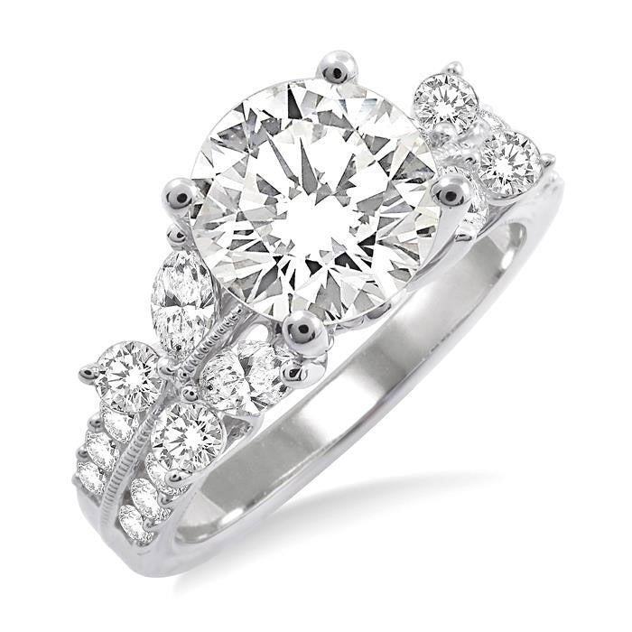 Round Shape Semi-Mount Diamond Engagement Ring