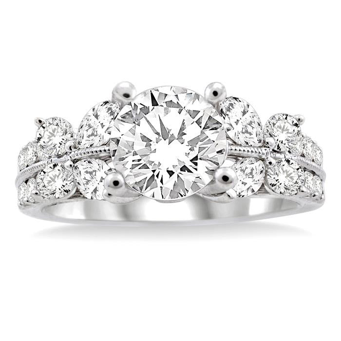 Round Shape Semi-Mount Diamond Engagement Ring