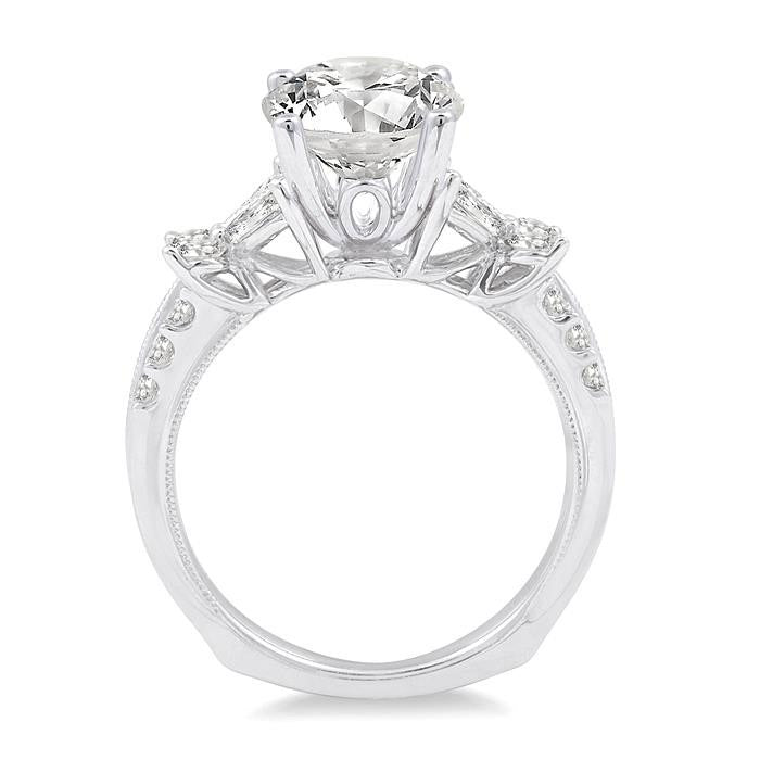 Round Shape Semi-Mount Diamond Engagement Ring