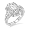 Emerald Shape Semi-Mount Halo Diamond Engagement Ring