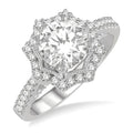 5/8 Ctw Star Border 6.5MM Round Cut Diamond Semi-Mount Engagement Ring in 14K White Gold
