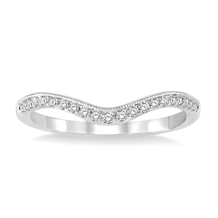 1/5 Ctw Round Cut Diamond Wedding Band in 14K White Gold
