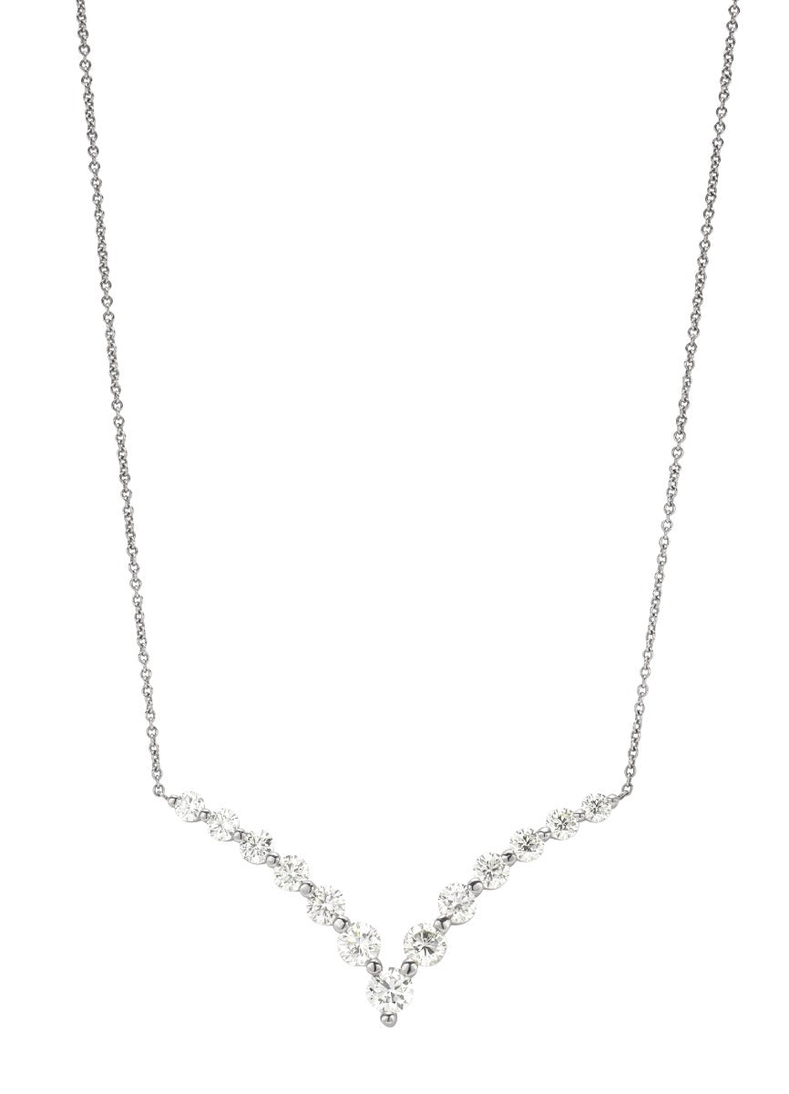 V-Shaped Diamond Necklace in 18k White Gold - 4.78 CTW