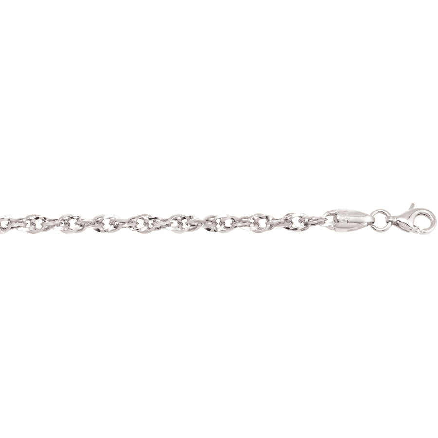 14k White Gold 3mm Rope Bracelet
