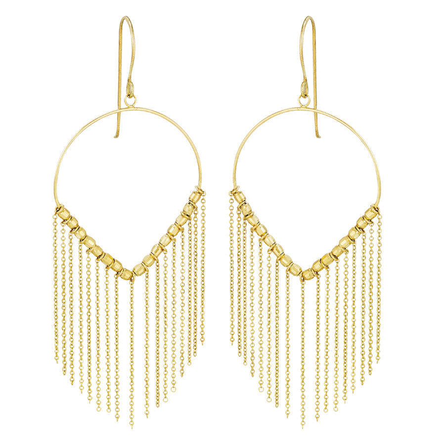 14k Yellow Gold Drop Fringe Earrings