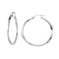 14k White Gold Polished Twist Hoop Earrings 