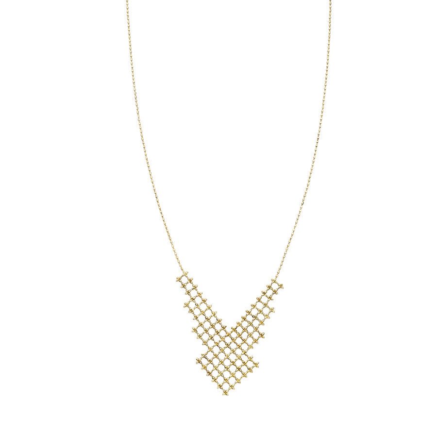 14K Yellow Gold Beaded Bib Necklace