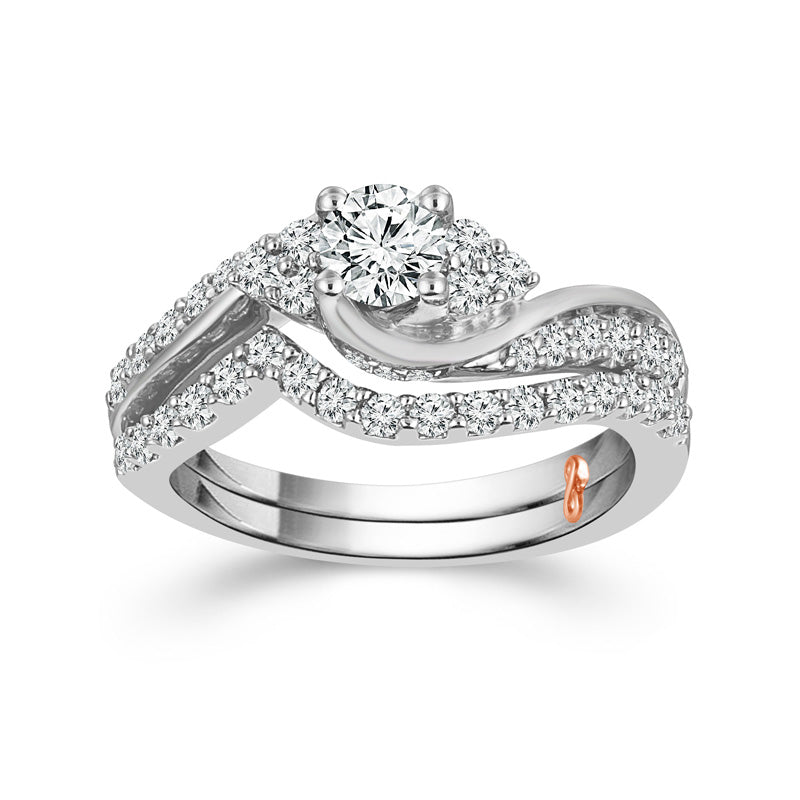 Bellona Chorus Opus 10k White and Rose Gold Bridal Set