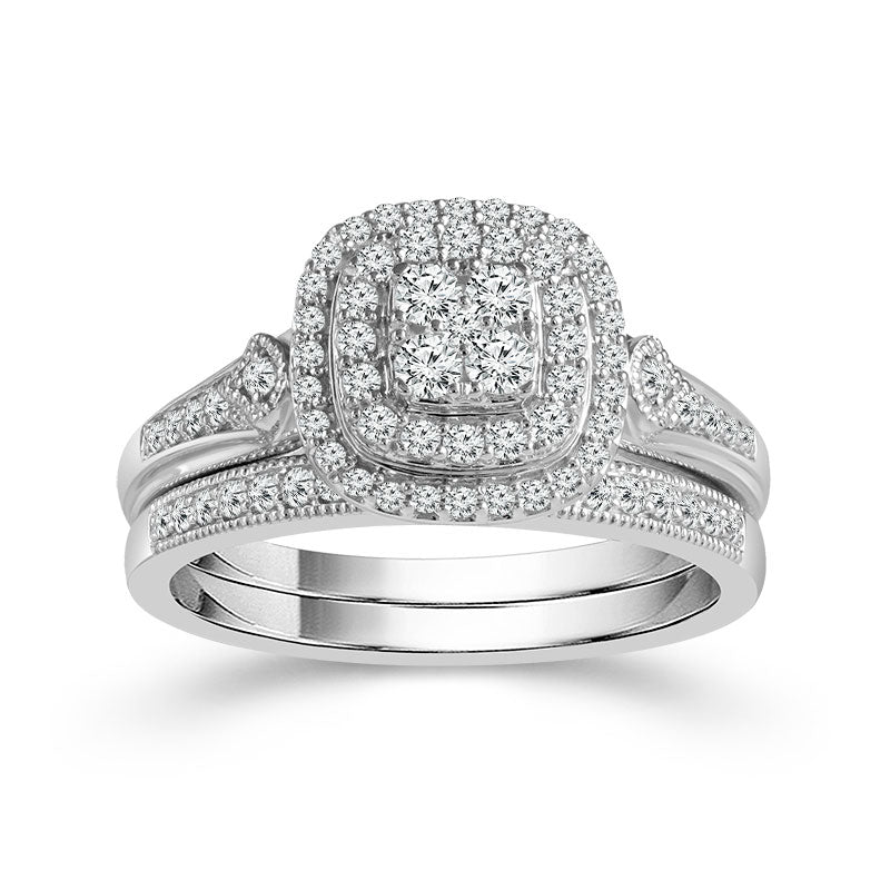 Luminara Embrace Grace 10k White Gold Bridal Set