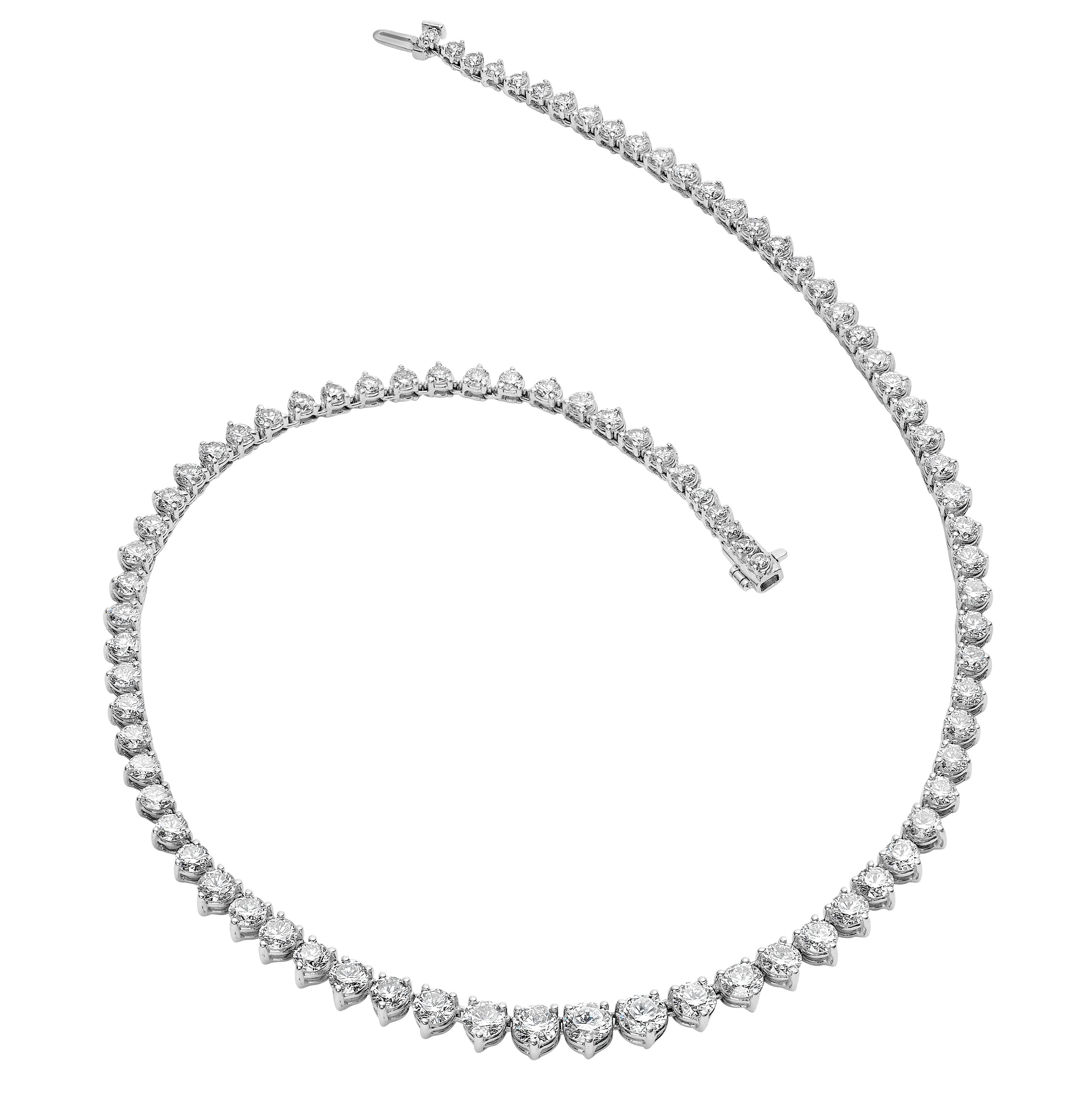14k White Gold 10 CTW Diamond Tennis Necklace