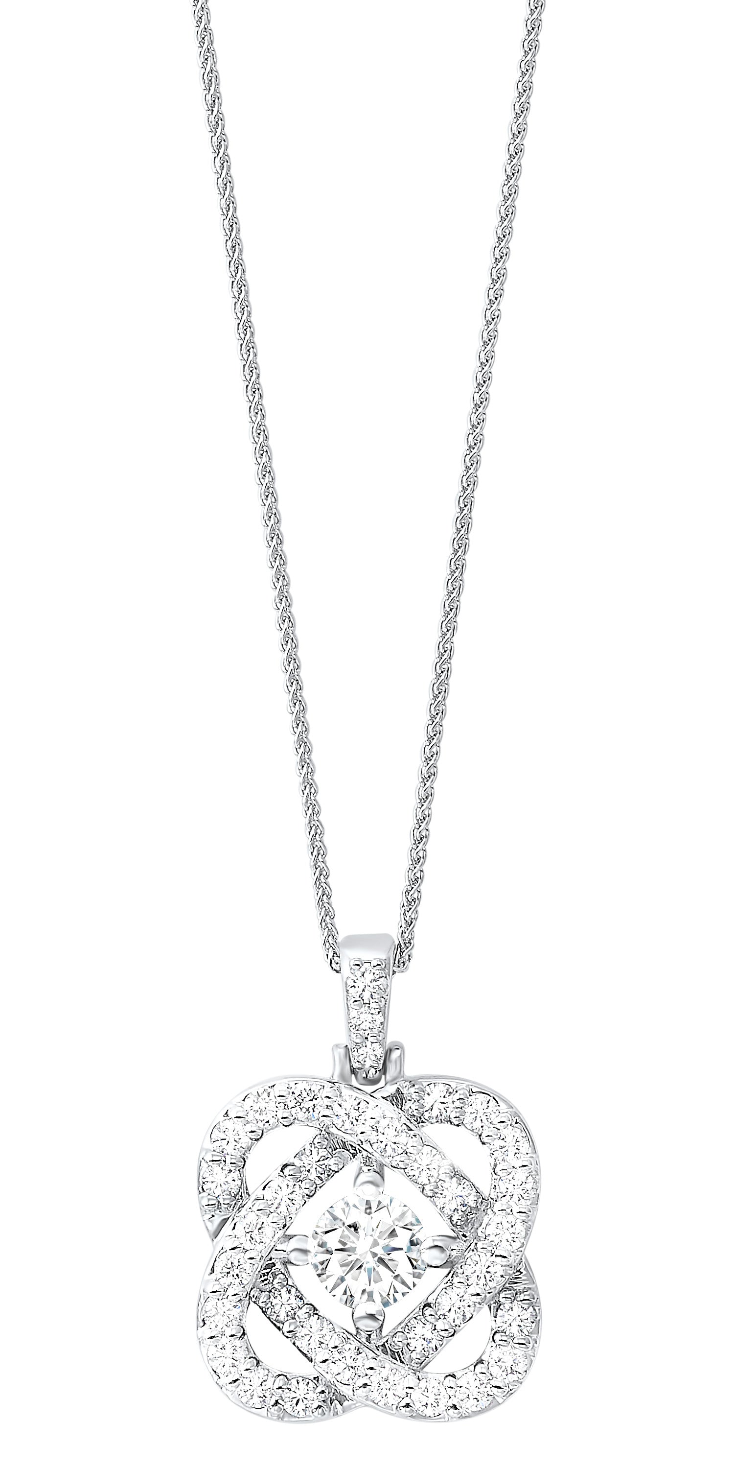 Front view diamond pendant in white gold
