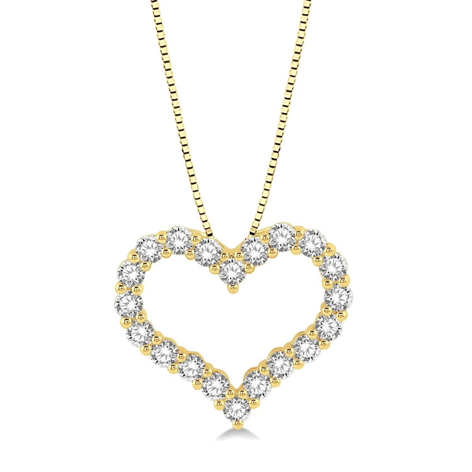 Yellow Gold Diamond Heart Pendant Front View