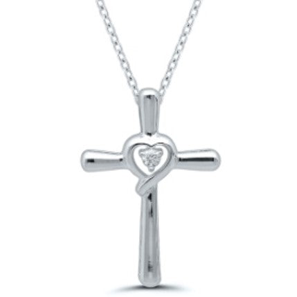 Sterling Silver Diamond Cross