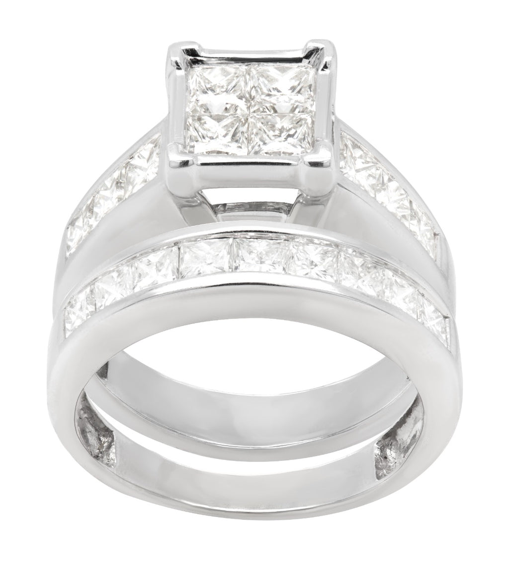 Radiance Quartet Princess-Cut Diamond Ring Bridal Set 4ctw