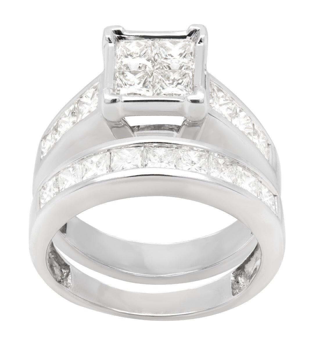 Radiance Quartet Princess-Cut Diamond Ring Bridal Set 4ctw