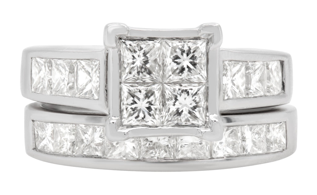 Radiance Quartet Princess-Cut Diamond Ring Bridal Set 4ctw