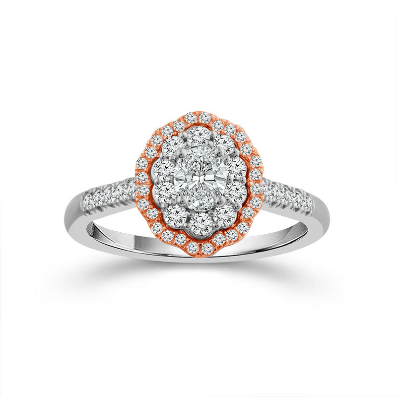 White and Rose Gold Engagement Ring