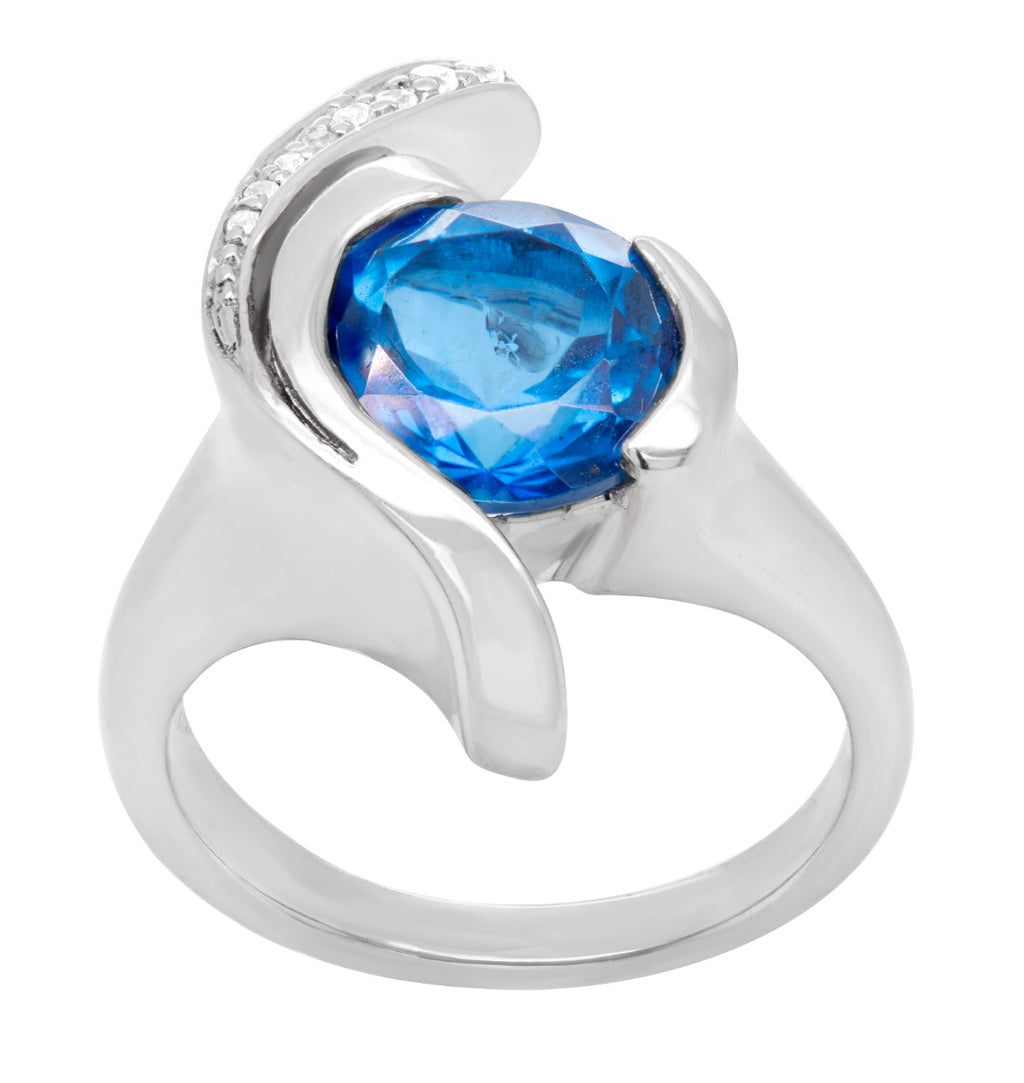 Celestial Wave Blue Topaz and White Sapphire Ring