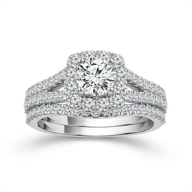Zephyra Whisper Serenity 14k White Gold Lovella Wedding Set