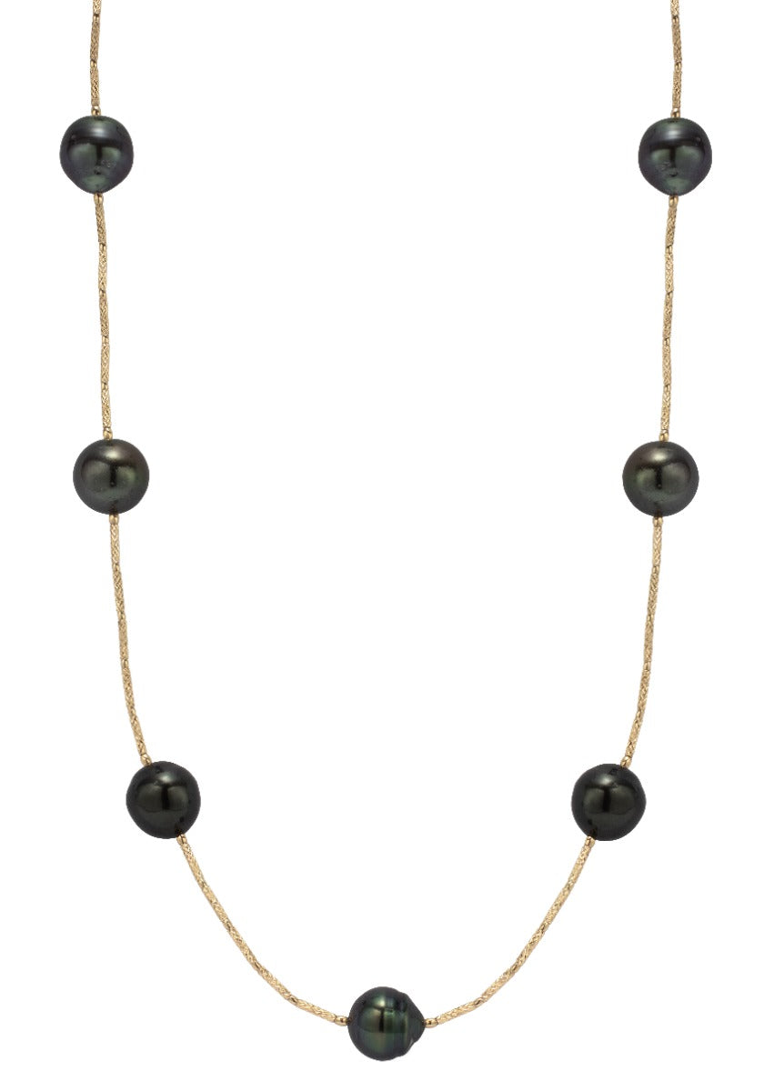 Eclipse Twin Strand Black Pearl Necklace