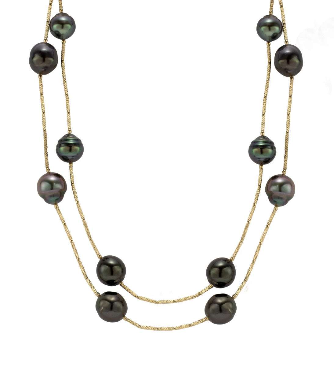 Eclipse Twin Strand Black Pearl Necklace