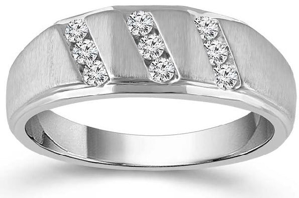 10kt White Gold Diamond Mens Ring