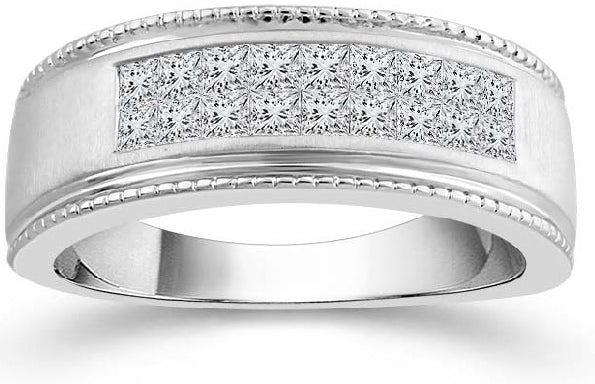 10kt White Gold 18 Diamond Mens Ring