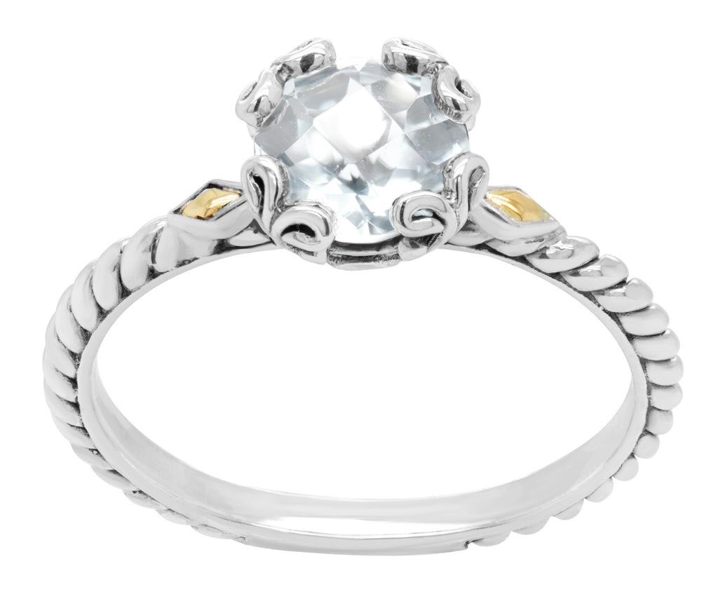 Vintage-Style White Topaz and Gold Accent Ring