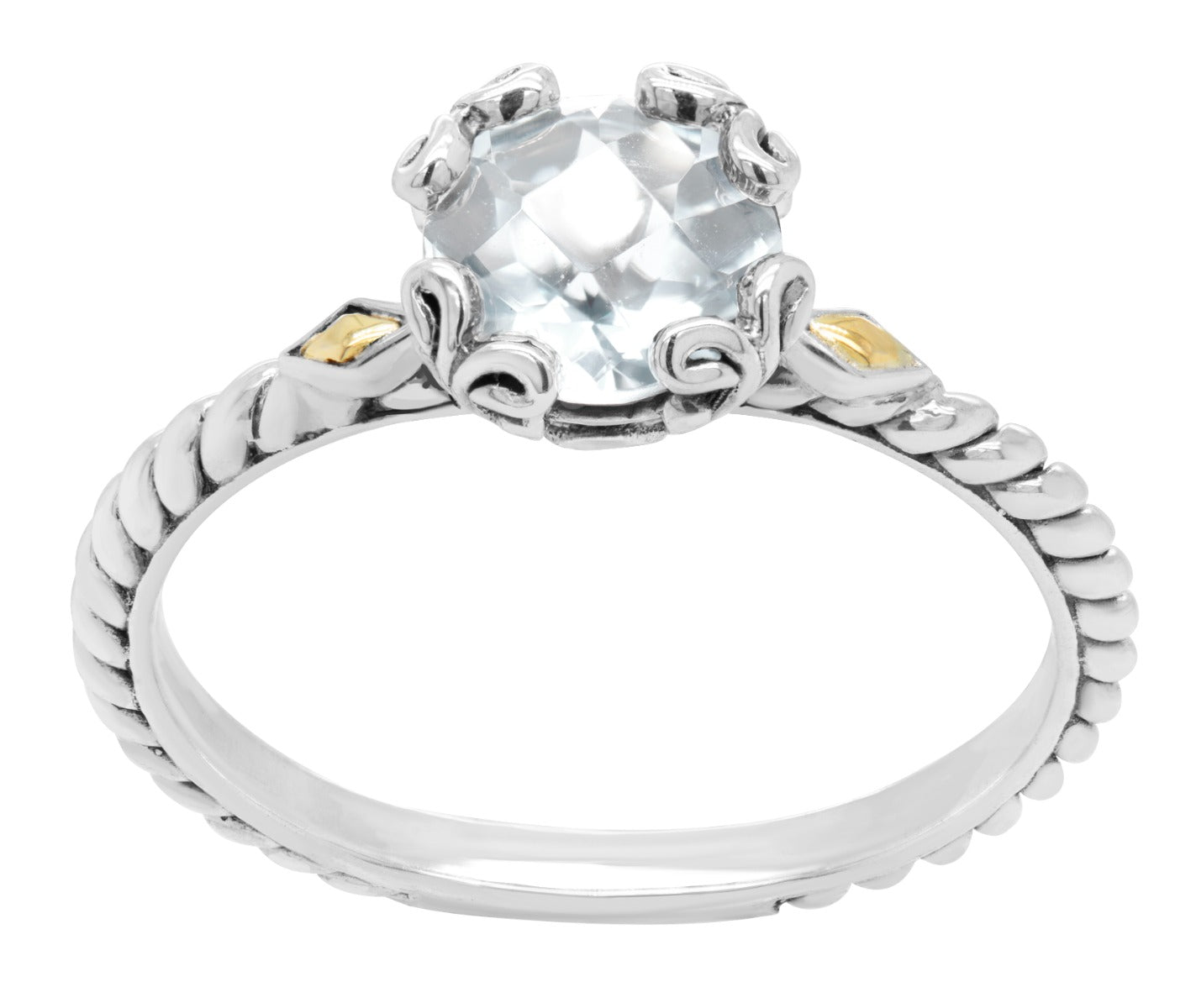 Vintage-Style White Topaz and Gold Accent Ring