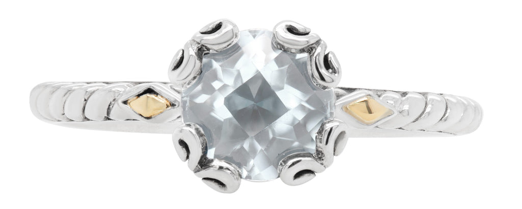 Vintage-Style White Topaz and Gold Accent Ring