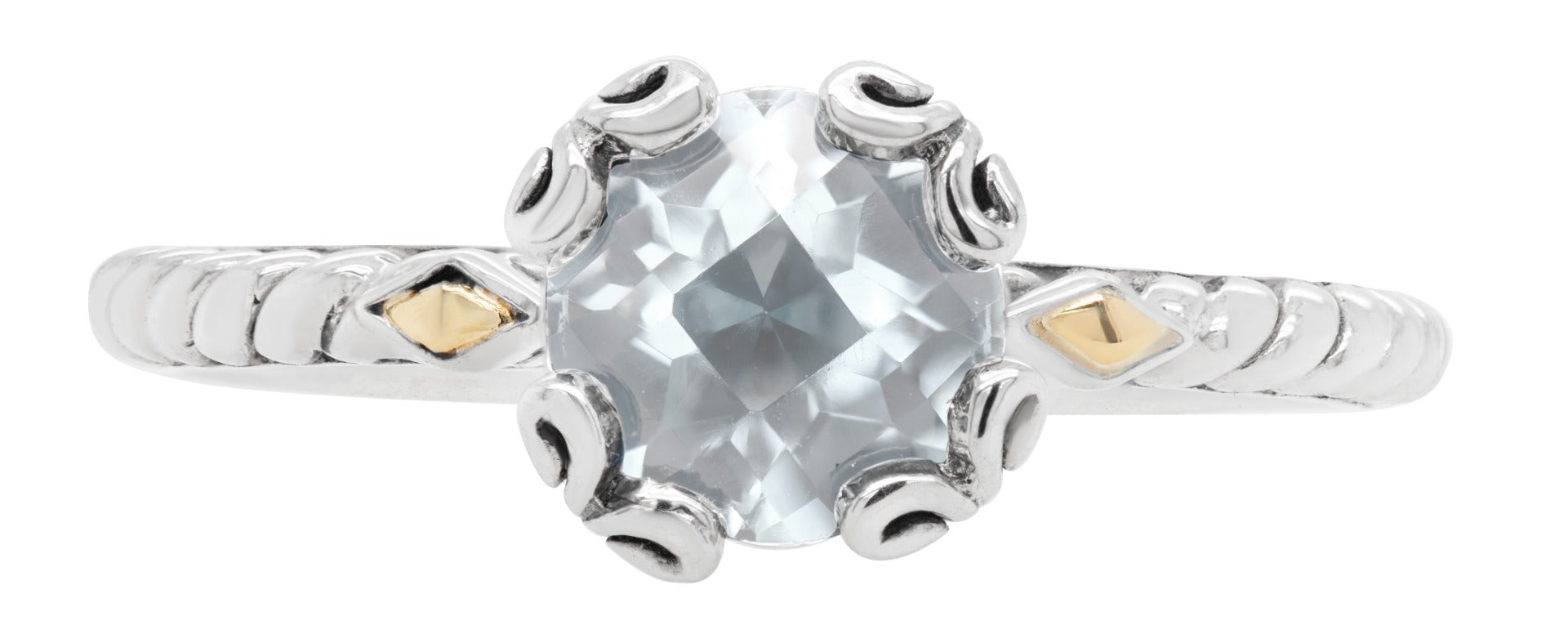 Vintage-Style White Topaz and Gold Accent Ring