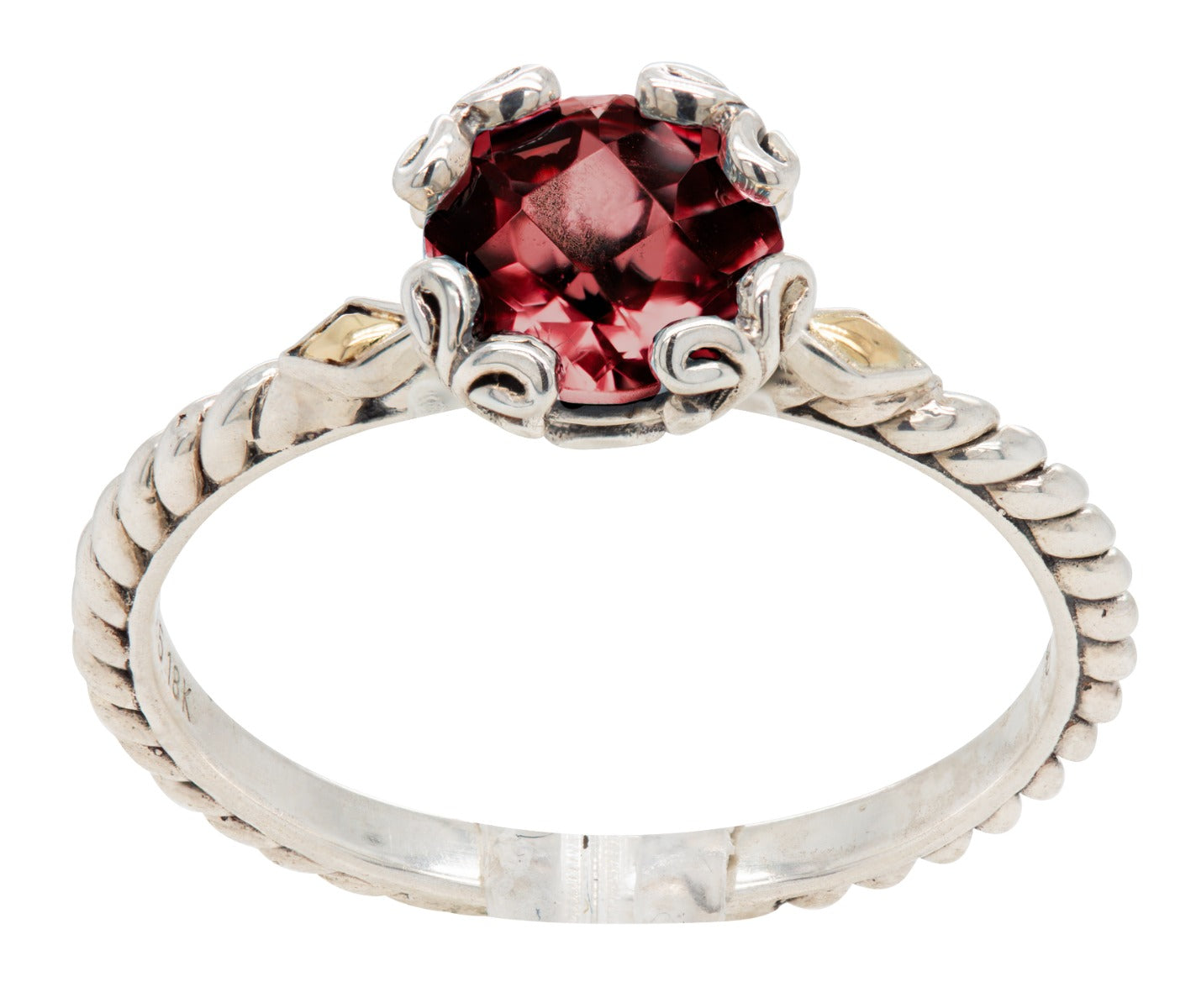 Garnet and Gold Accent Vintage-Style Ring