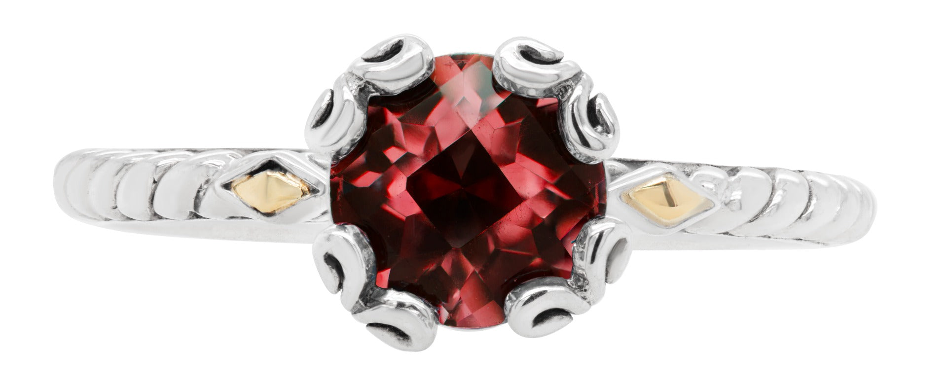 Garnet and Gold Accent Vintage-Style Ring