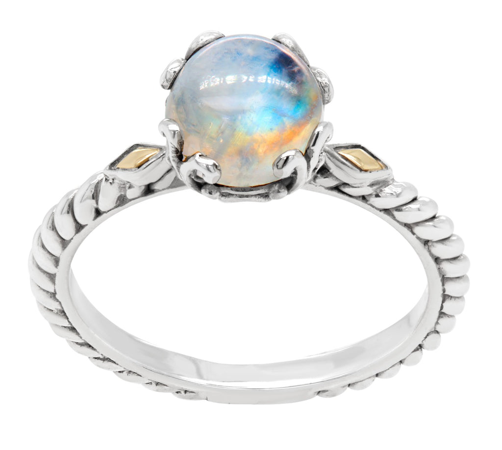 Elara Moonstone Scrollwork Ring
