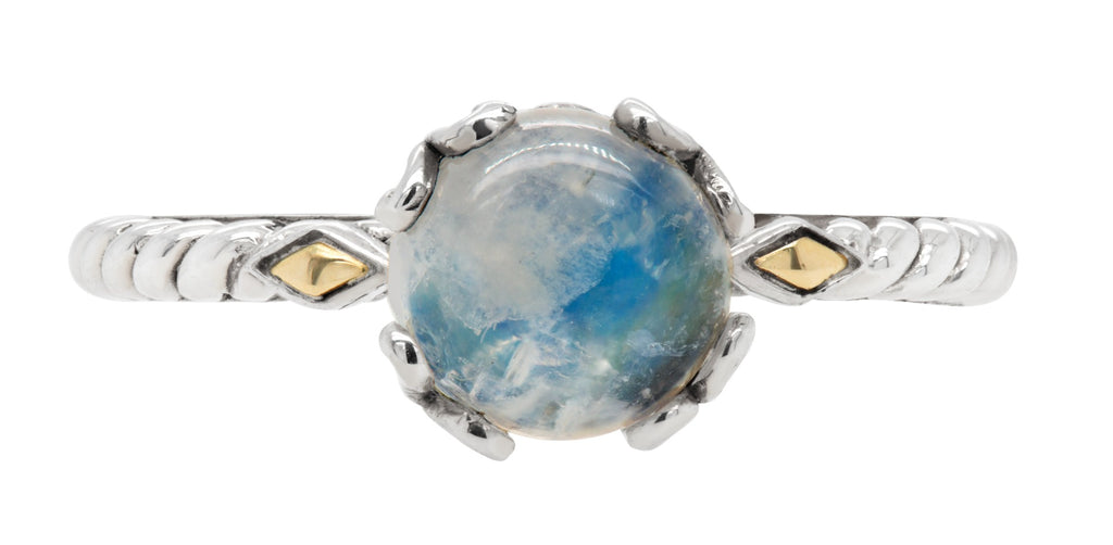 Elara Moonstone Scrollwork Ring